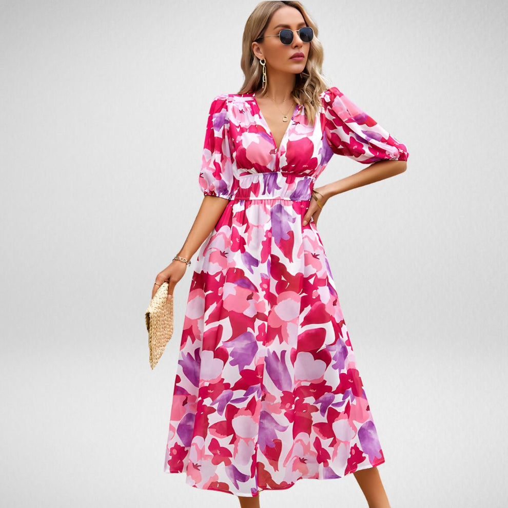 Yvonne | Zomerse Print Midi-Jurk