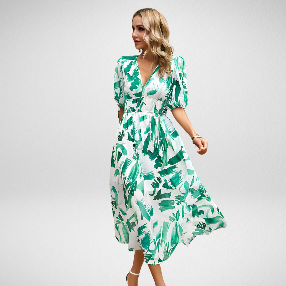 Yvonne | Zomerse Print Midi-Jurk